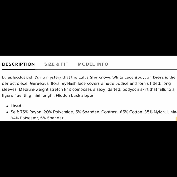 Lulus “ she knows white lace bodycon dress” - Picture 3 of 3